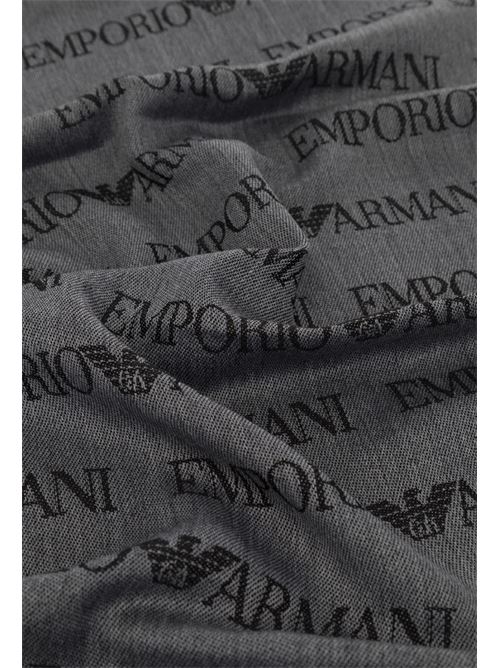 Wool blend scarf with all-over jacquard lettering Emporio Armani | 625060 CC786.00041